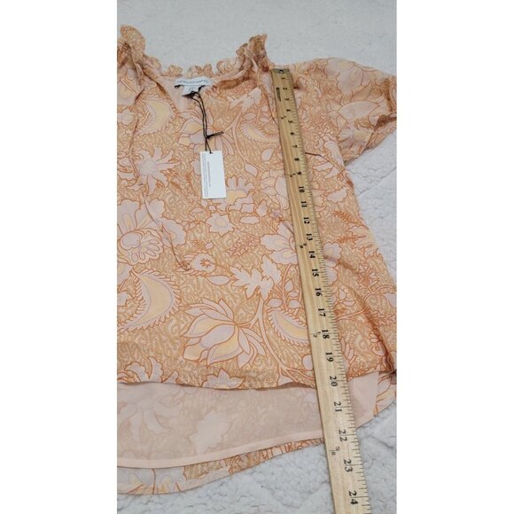 Cupcakes and Cashmere Womens Orange Floral Blouse Ruffled Neck Size M NWT - Picture 10 of 11